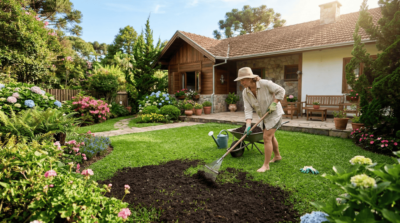 A presença de taninos naturais no solo atua como um condicionador potente que ajuda a equilibrar o pH de forma gradativa.