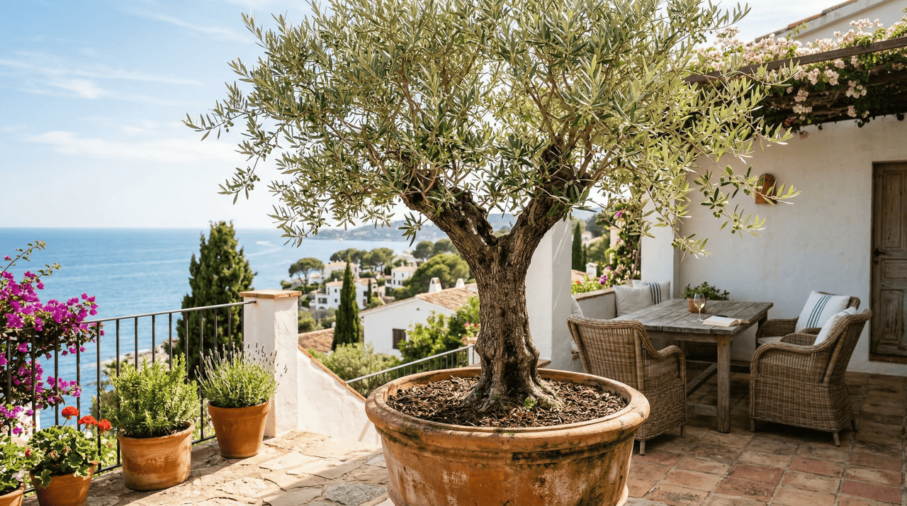 A posição da oliveira no espaço doméstico influencia tanto o desenvolvimento da planta quanto a energia que ela projeta no ambiente.