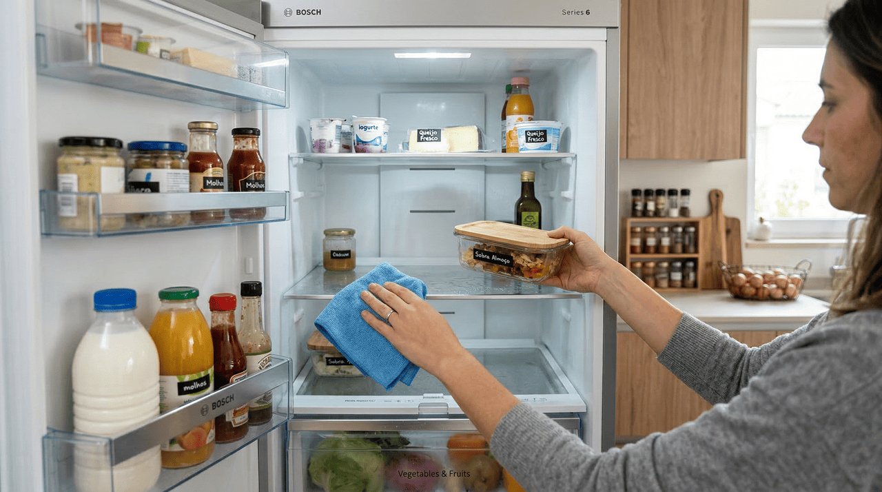 Para uma limpeza rápida, o ideal é focar nas áreas mais usadas e nos itens com maior risco de contaminação ou mau cheiro