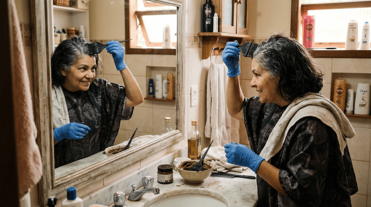 O tonalizante doméstico deposita pigmentos na parte externa do cabelo e vai saindo aos poucos com as lavagens