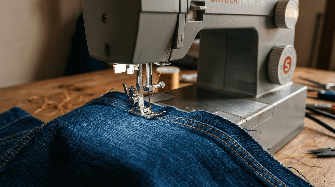 No universo das reformas de roupas pesadas, as agulhas de titânio se destacam pela incrível resistência ao calor gerado pelo atrito constante com a sarja grossa e as costuras rebatidas.