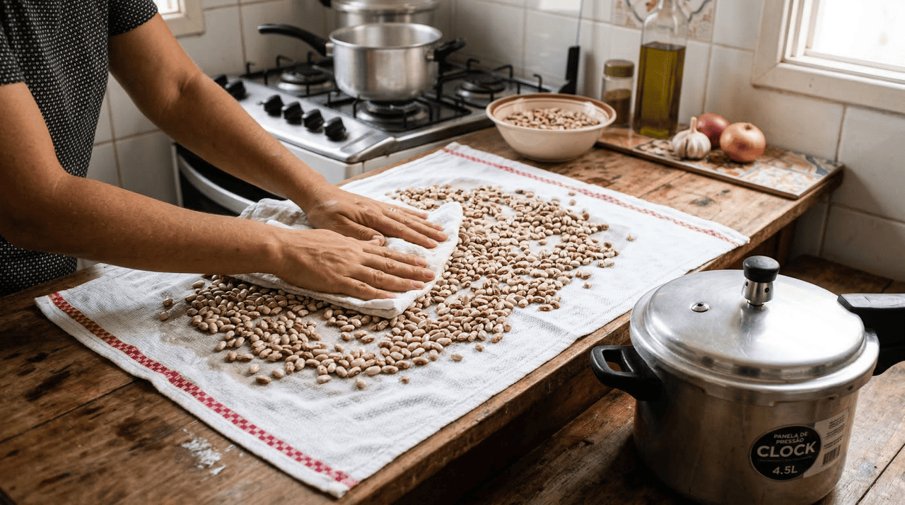 Em uma panela comum sem tampa, a espuma é apenas uma questão estética