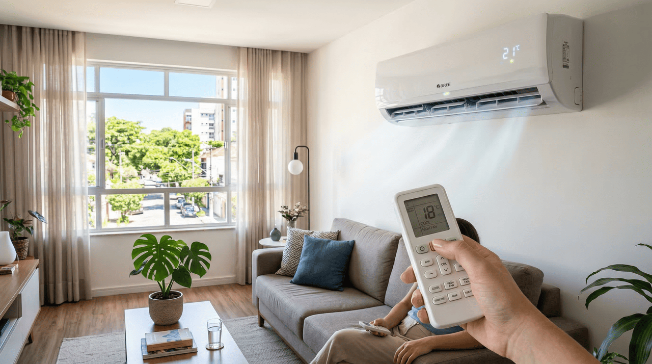 O custo de manter o ar-condicionado ligado 24 horas por dia em um mês pode ser estimado a partir do consumo em quilowatts-hora (kWh)