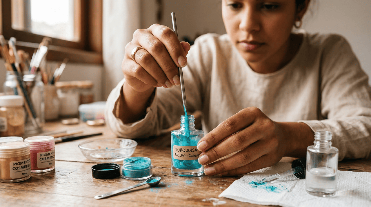 O esmalte de unha caseiro é uma mistura preparada em casa a partir de uma base transparente combinada com pigmentos em pó