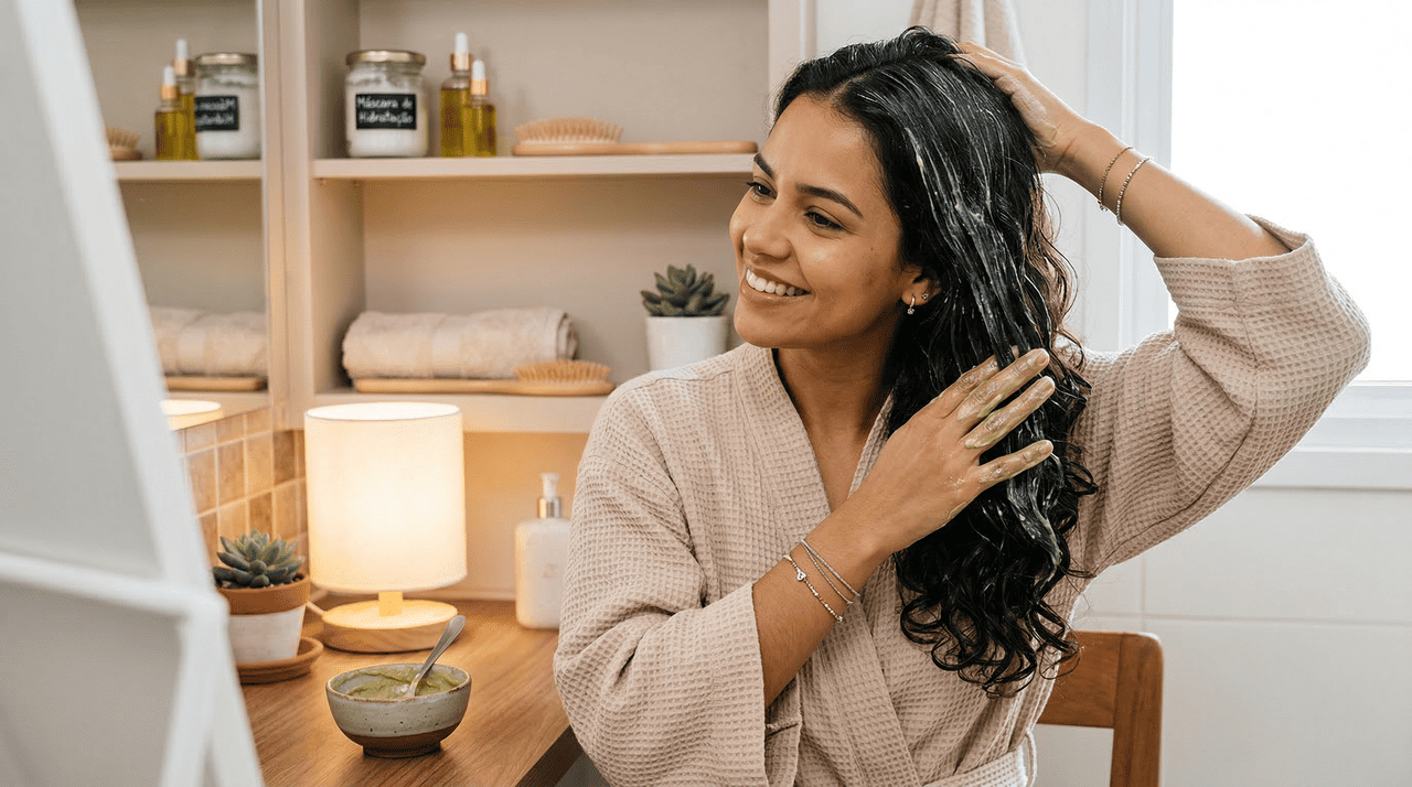 A mistura de 3 ingredientes para cabelo seco é um creme de hidratação potencializado com ativos naturais