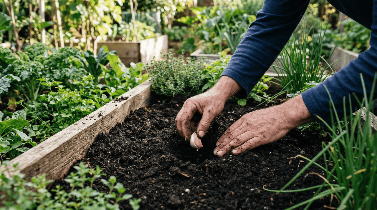 O alho contém compostos sulfurosos naturais, especialmente a alicina, que é liberada quando o dente é cortado, esmagado ou enterrado no solo.