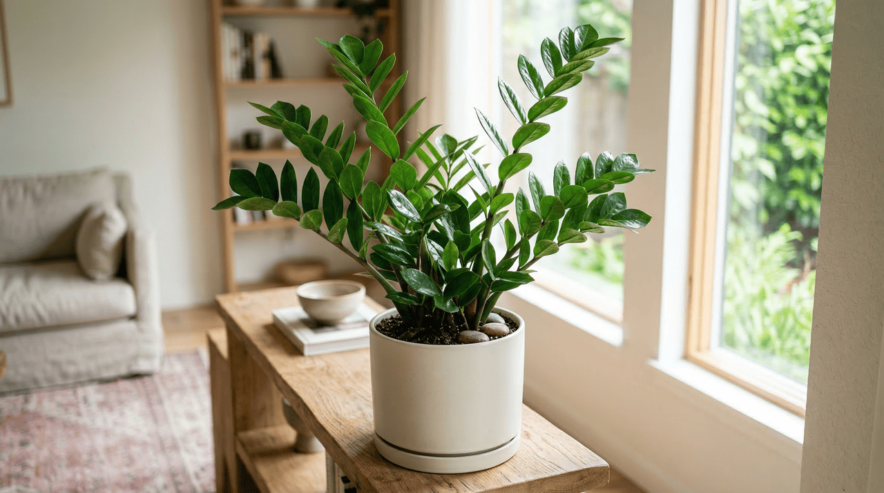O método ideal para regar a Zamioculcas é chamado de irrigação profunda com secagem completa