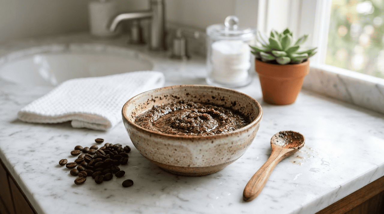 O peeling de café é uma forma de esfoliação física feita com pó de café misturado a óleos vegetais, sabonetes ou bases cremosas suaves.