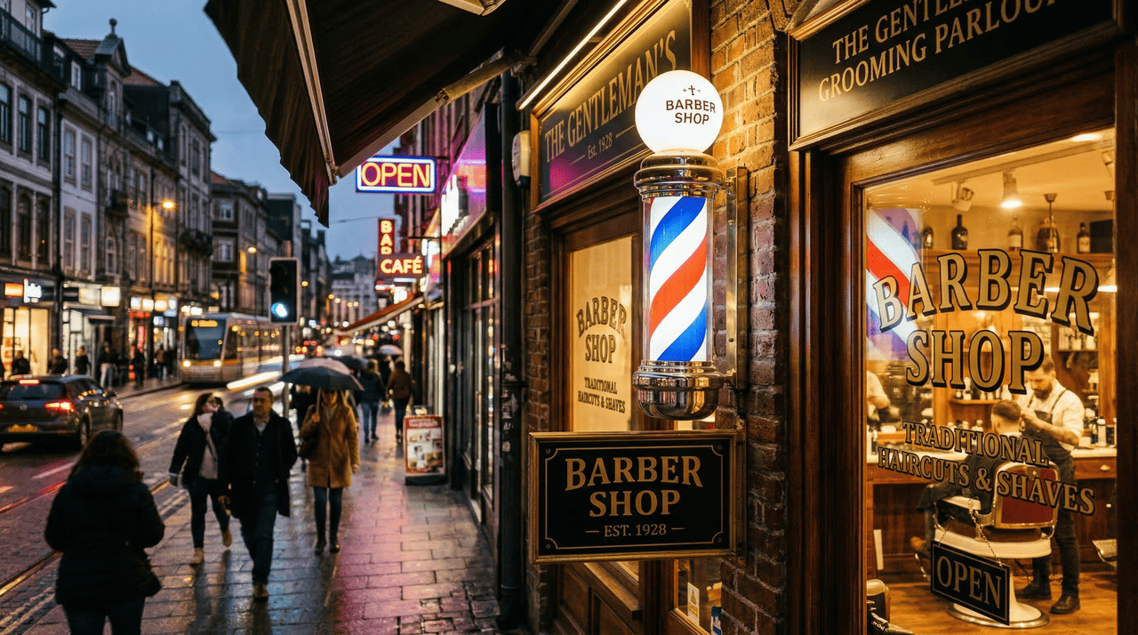 As cores do poste de barbeiro não foram escolhidas por acaso