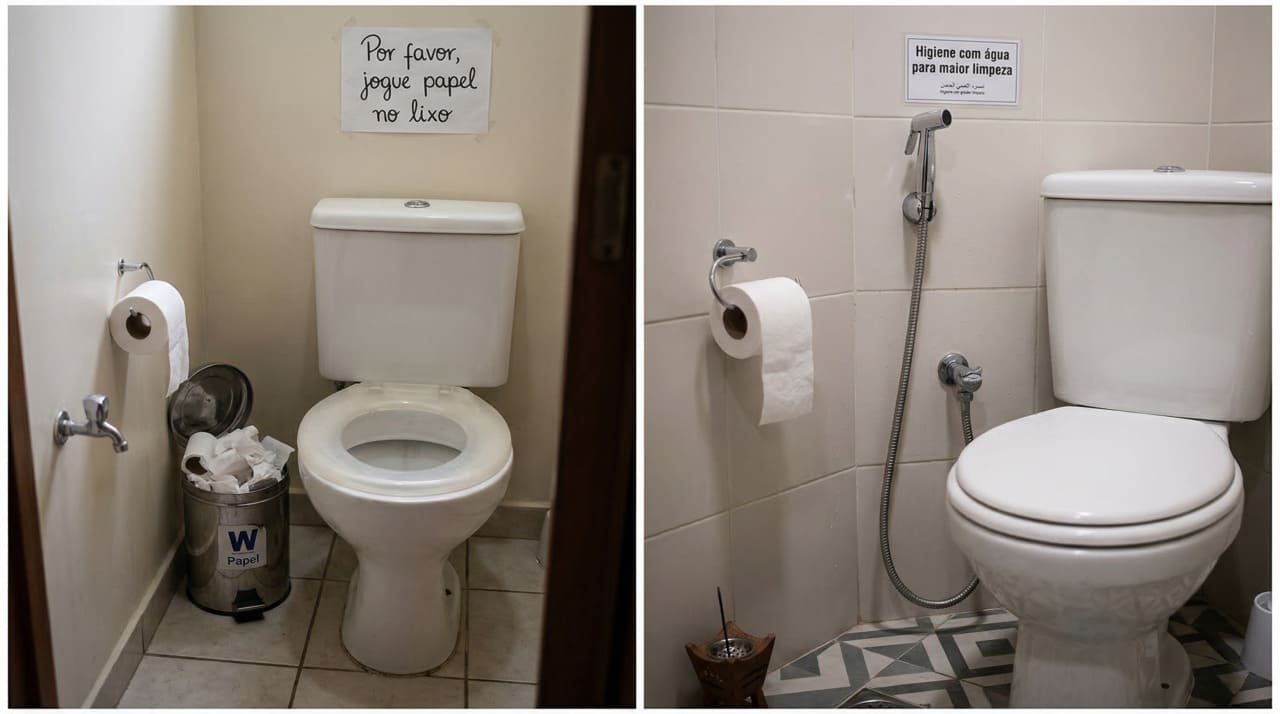 pesquisas indicam que os hábitos alimentares de cada população contribuíram para consolidar métodos diferentes de limpeza no banheiro