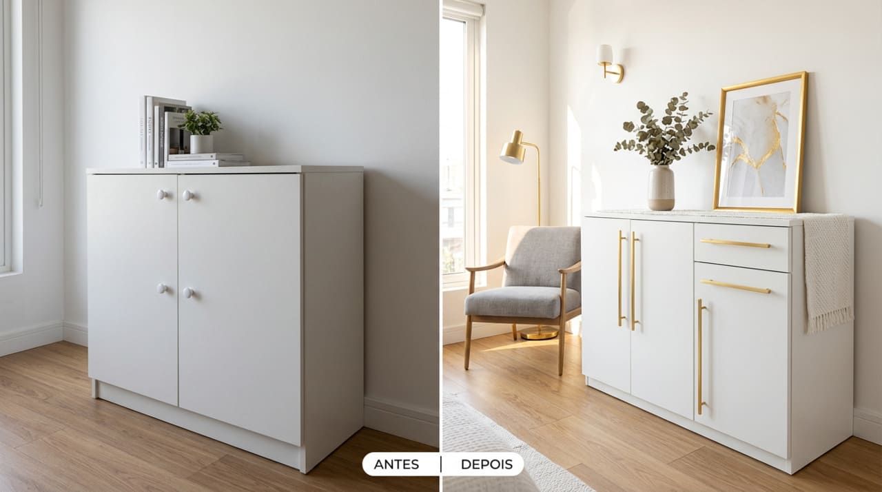 Os chamados puxadores de luxo se destacam pelo material mais resistente, acabamento detalhado e design elaborado