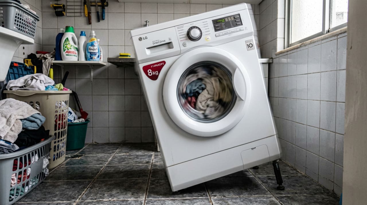 Durante a centrifugação, o motor faz o cesto girar em alta velocidade para expulsar a água das roupas