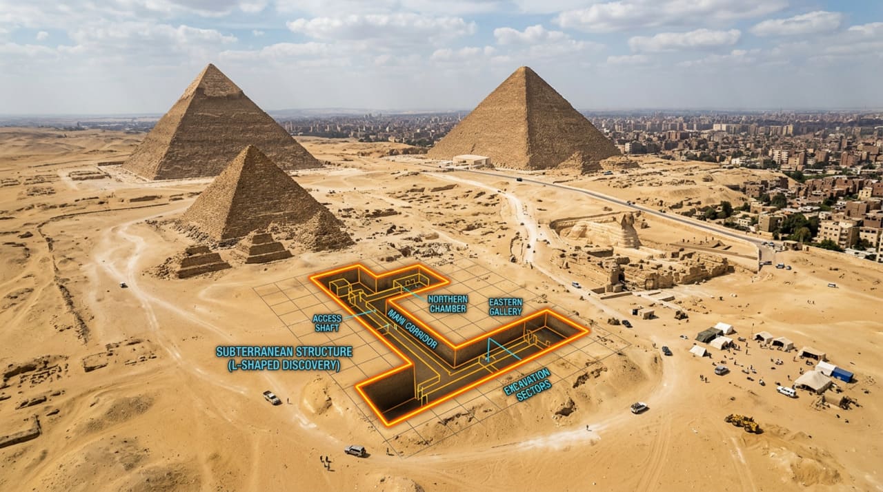 As dimensões e a profundidade da estrutura identificada sugerem que ela não é um simples erro de construção