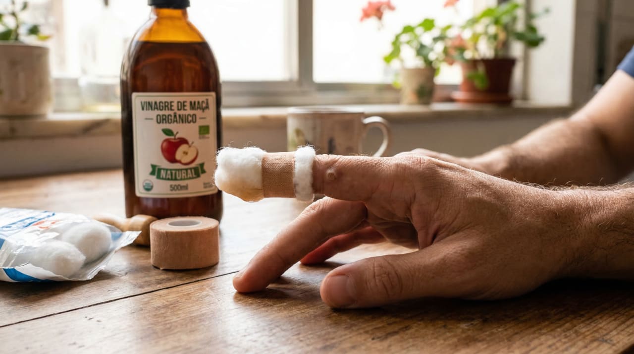 O vinagre de maçã é um dos ingredientes naturais mais utilizados no autocuidado para tratar verrugas