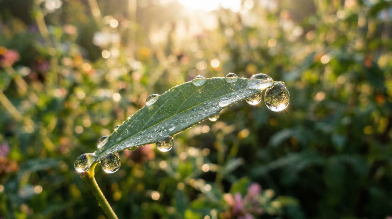 Na maior parte das situações, quando as folhas amanhecem com pequenas gotas nas pontas, trata-se de um processo chamado gutação