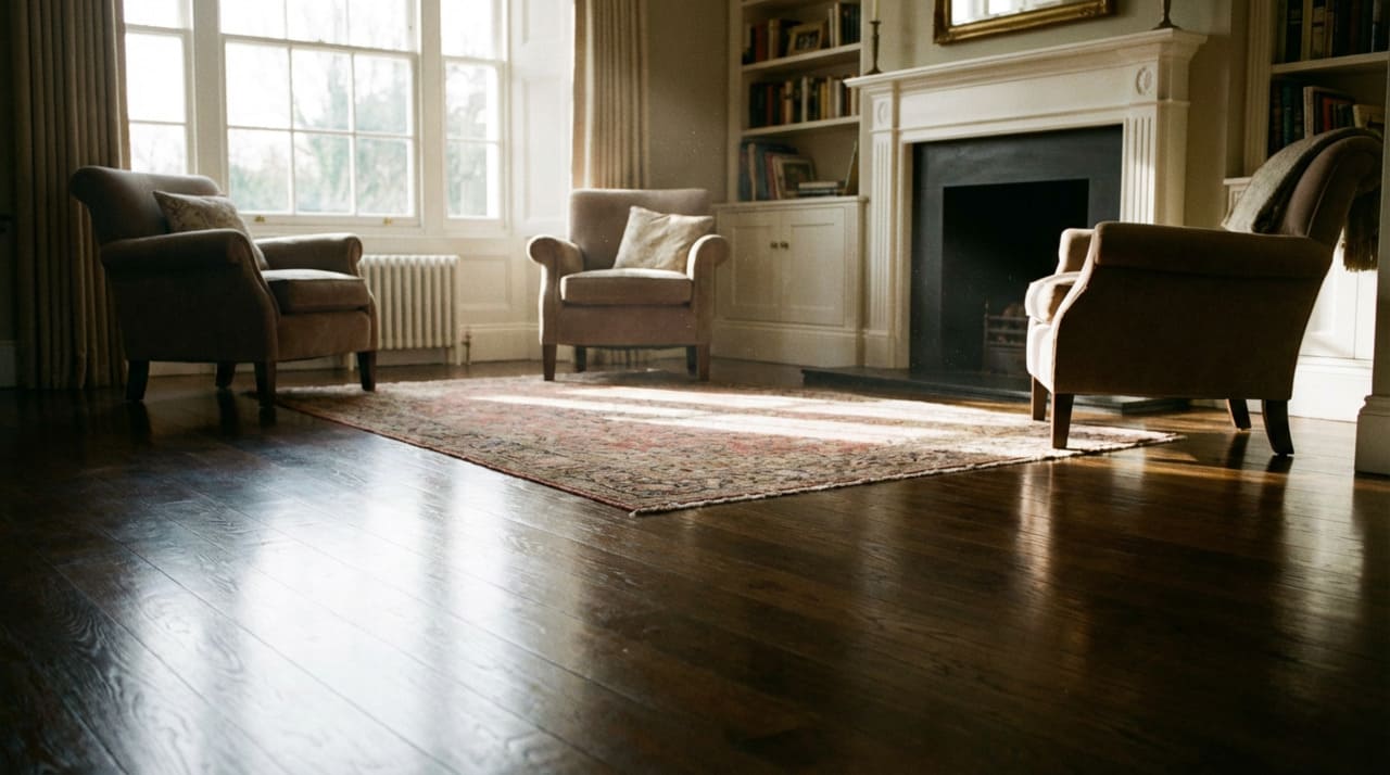 O piso de madeira inclui tacos, tábuas corridas e parquets, geralmente protegidos por verniz, resina ou cera