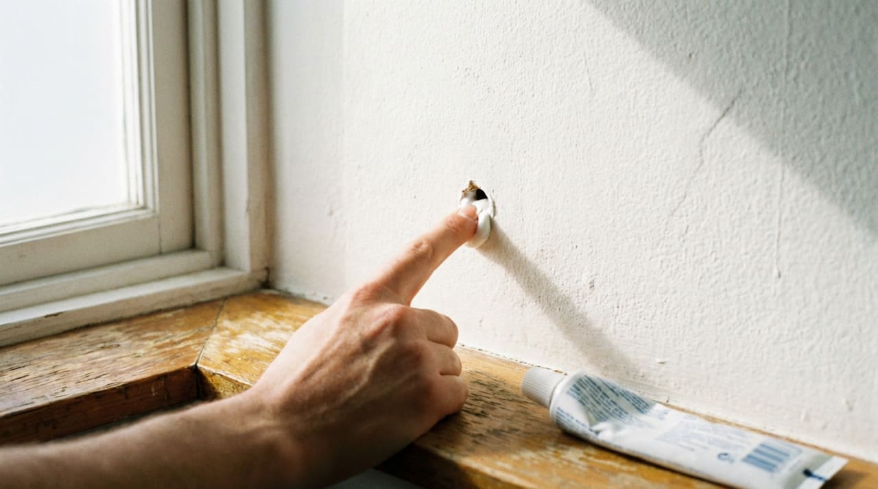A técnica de usar pasta de dente na parede aproveita a textura cremosa do produto, que preenche pequenos buracos de forma rápida