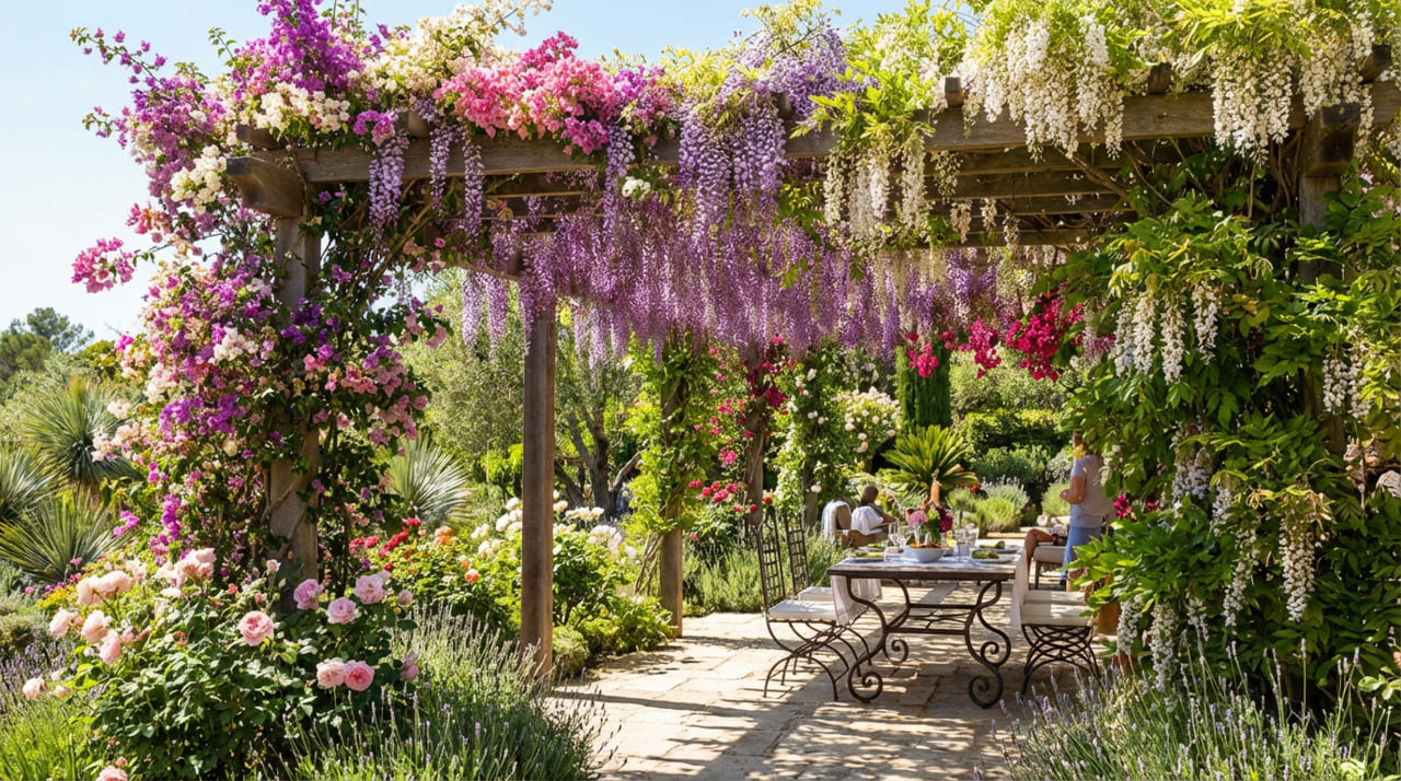 O clima brasileiro favorece o cultivo de diversas trepadeiras que se desenvolvem com vigor e oferecem floração generosa durante grande parte do ano