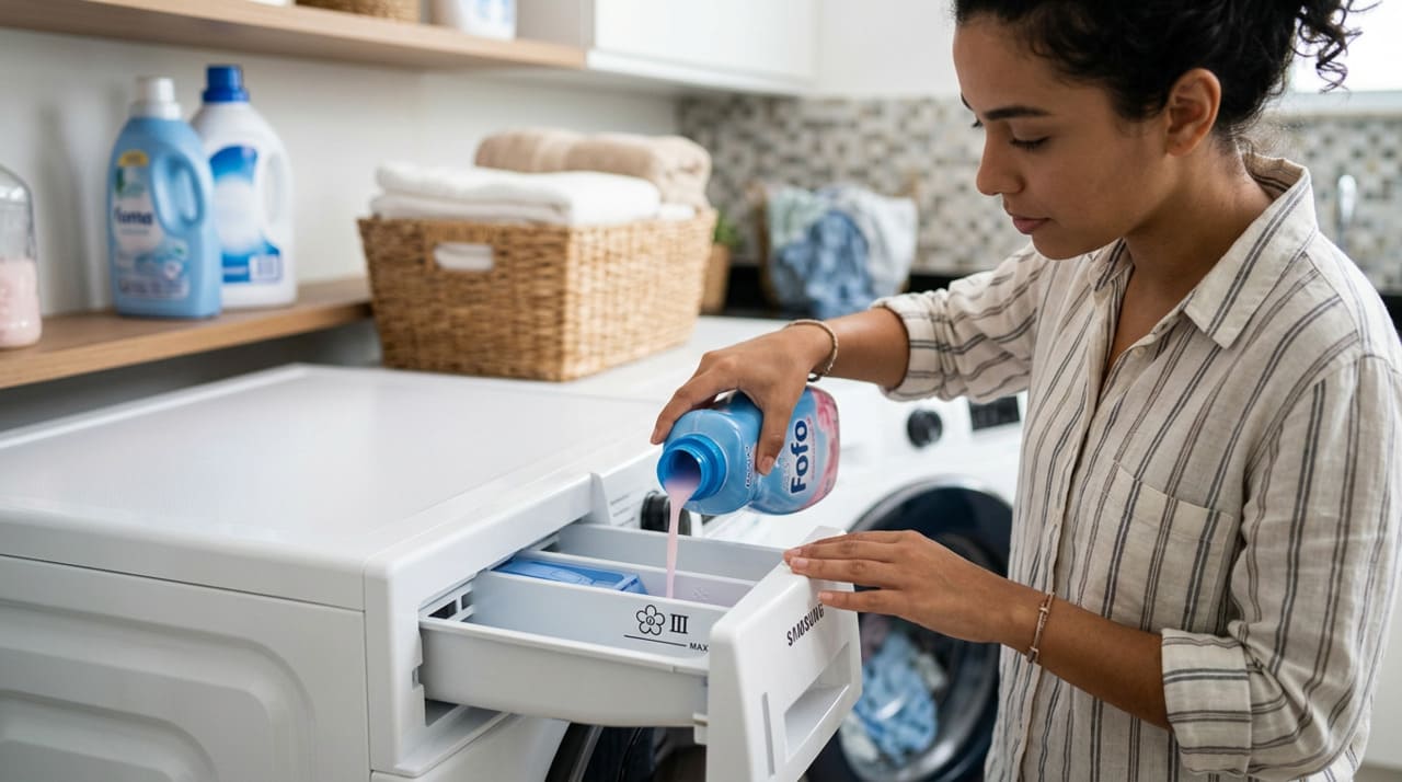 A gaveta da máquina de lavar é dividida em três compartimentos porque cada um libera o produto em uma etapa diferente do ciclo de lavagem