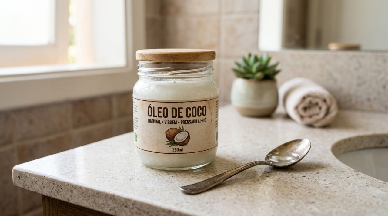 Quando bem dosado, o óleo de coco pode ajudar a manter os fios alinhados, reduzir a aparência ressecada e devolver maciez