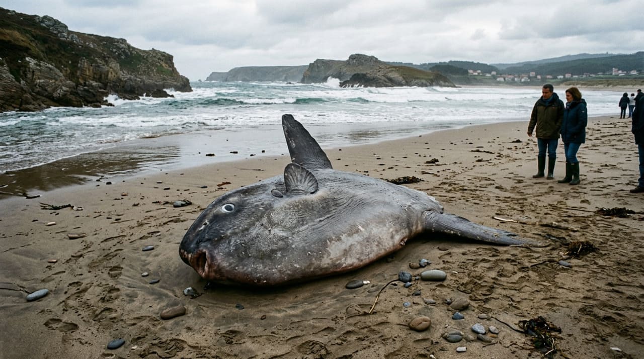 O que parecia uma caminhada rotineira ao longo da costa de terminou com a descoberta de um peixe gigante com 2,5 metros de comprimento