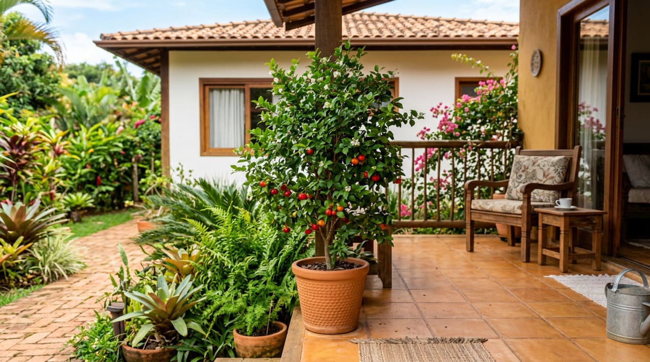 A frutífera que atrai beija flores para perto da sua rede e não tem raízes agressivas que levantam o piso de cerâmica ou a calçada