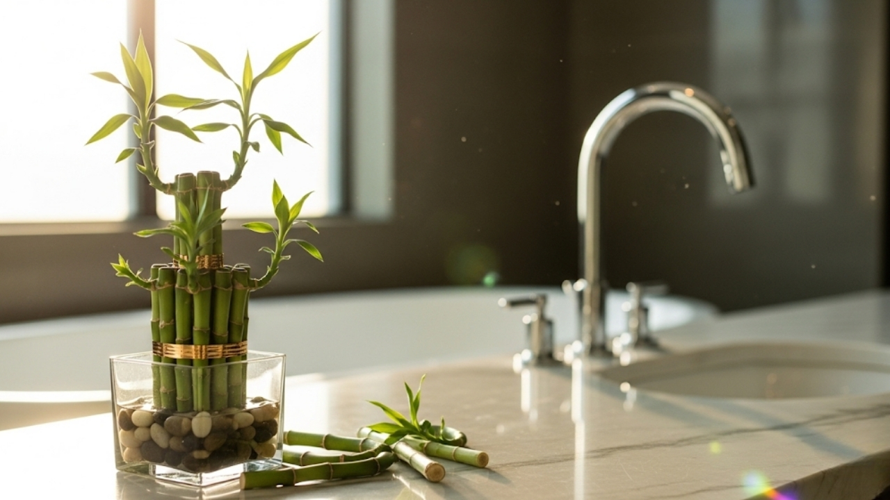 Transforme seu banheiro em um refúgio de paz e boas energias com o cultivo do bambu da sorte.