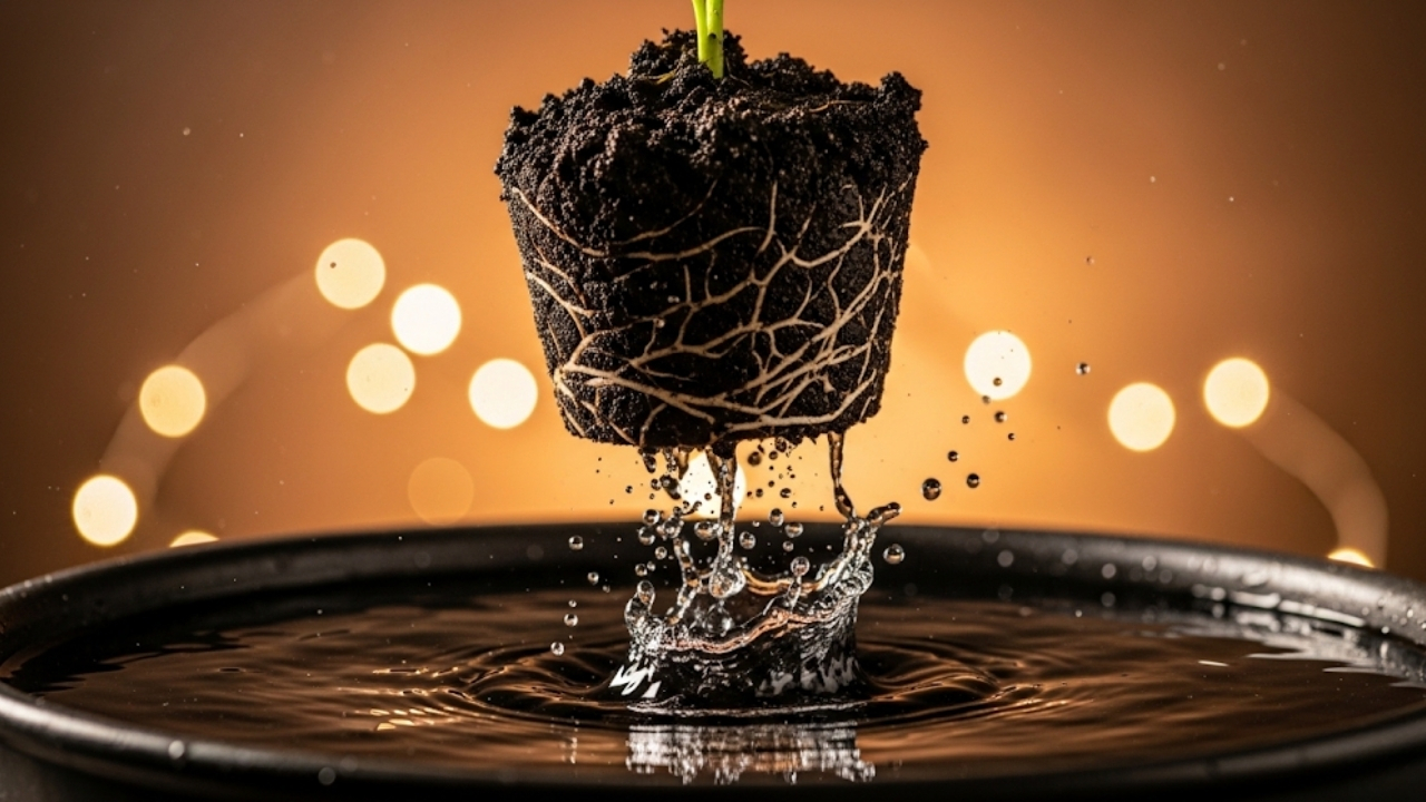 Garanta o sucesso do plantio eliminando bolsas de ar e hidratando raízes profundamente.