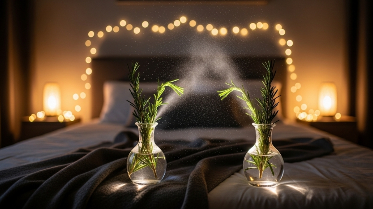 Use o aroma do alecrim para transformar seu quarto em um santuário de paz e relaxamento.