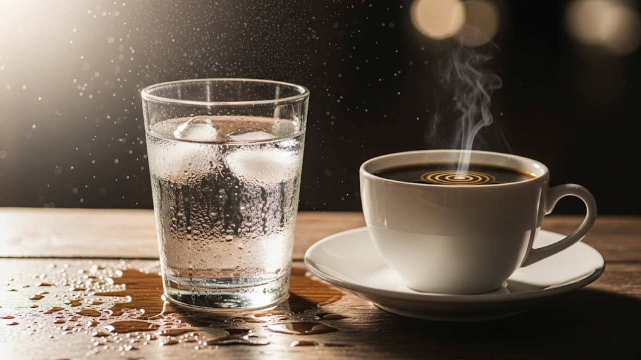 Proteja seu estômago e maximize a energia do café com o hábito simples da hidratação prévia.