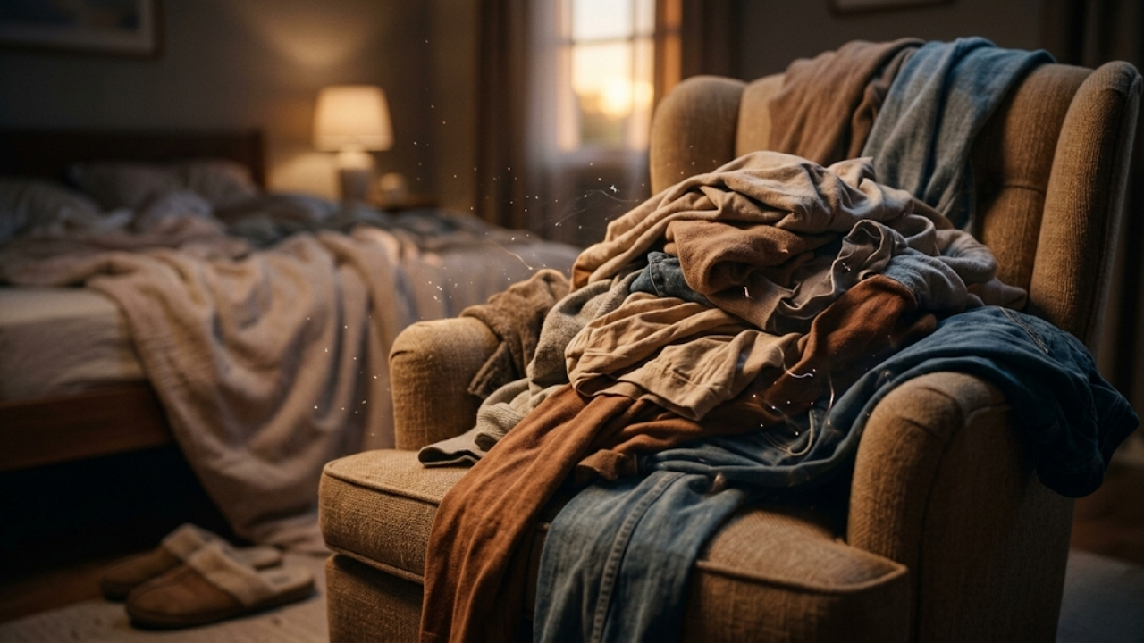 Entenda como a ciência explica a ‘cadeira de roupas’ como um sinal de esgotamento e inteligência emocional.