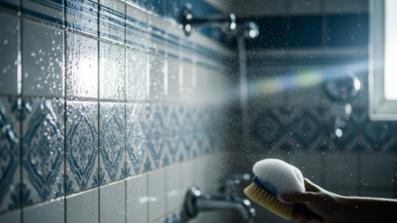 Recupere o brilho dos azulejos encardidos com uma solução potente de vinagre e detergente.