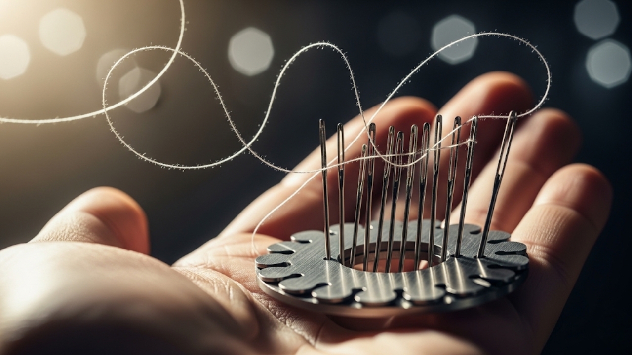 Domine a técnica sensorial que elimina o esforço visual ao enfiar agulhas e acelera sua produção.¢