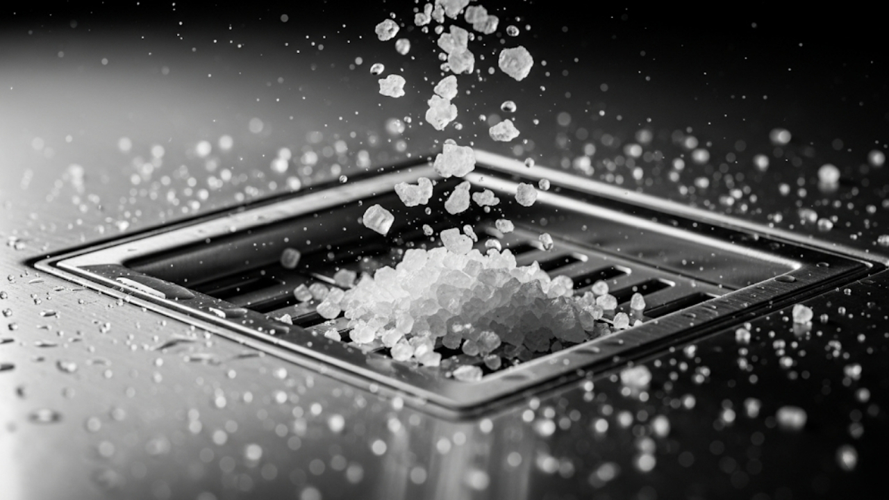 Elimine odores e limpe tubulações profundamente usando apenas cloreto de sódio de forma eficaz.