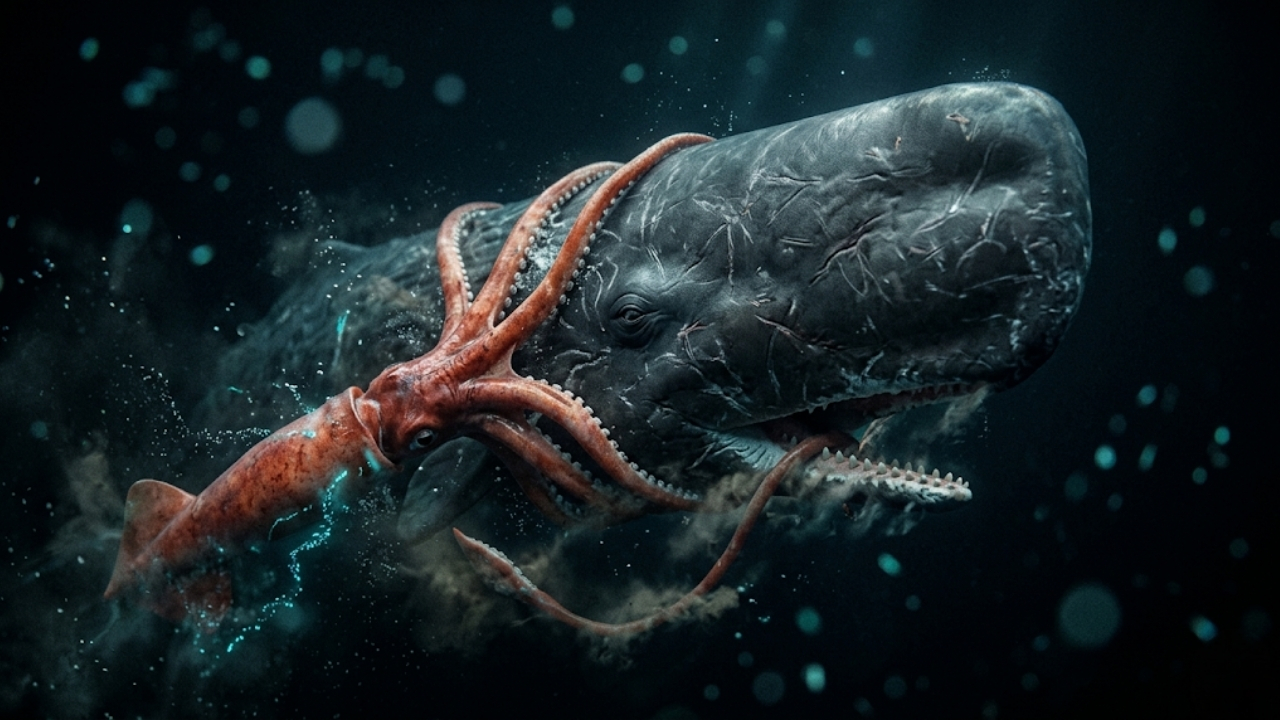 Descubra os segredos e a importância ecológica do duelo entre cachalotes e lulas gigantes nas profundezas.