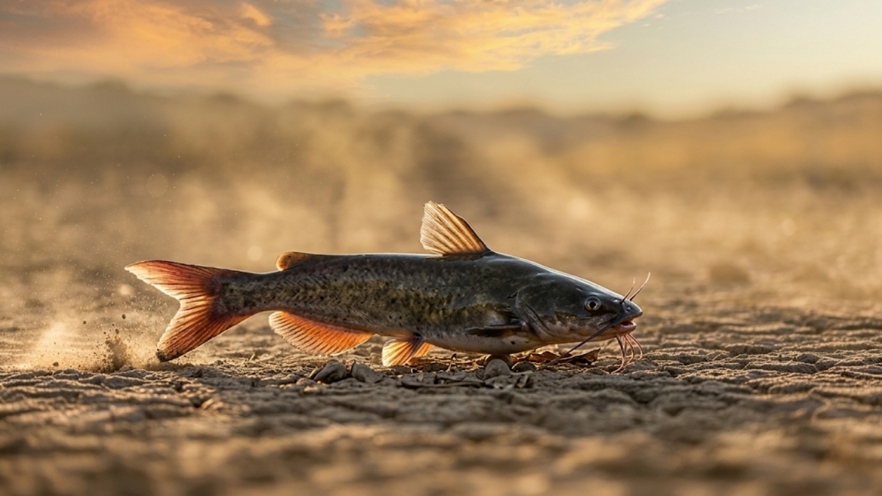 Uma armadilha câmera registra um "grupo" de peixes saindo da água à noite para caminhar em terra por quase 20 minutos