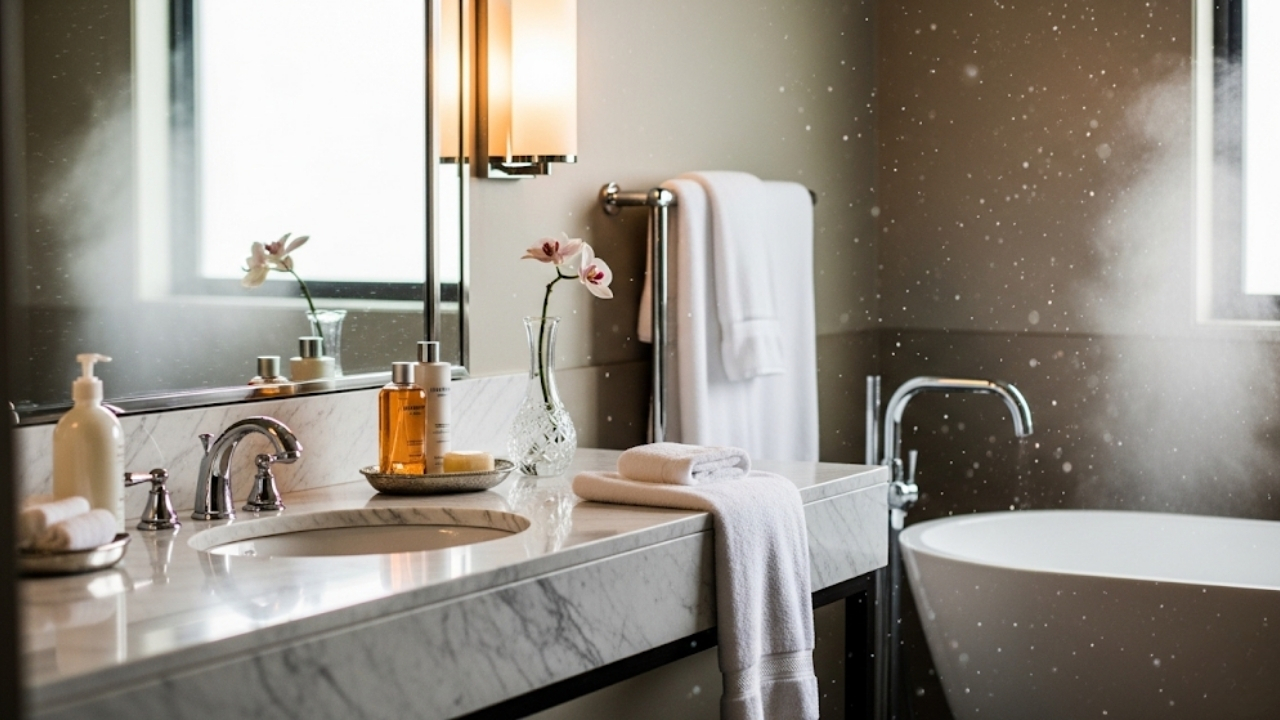 Transforme seu banheiro em um refúgio de luxo com técnicas simples de limpeza e aromatização.