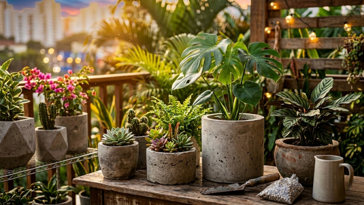 Descubra como os vasos de cimento artesanais trazem sofisticação e saúde para o seu jardim.