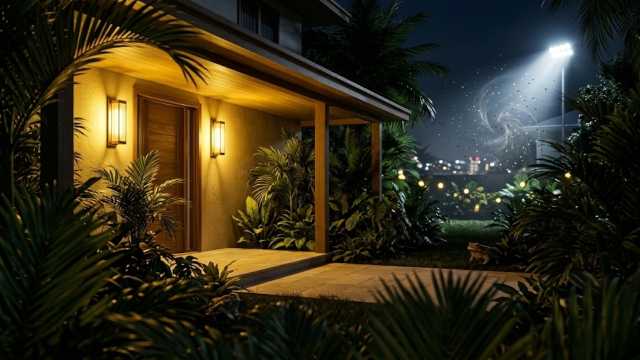 Substitua luzes brancas por amarelas em áreas externas para evitar insetos e sapos indesejados.