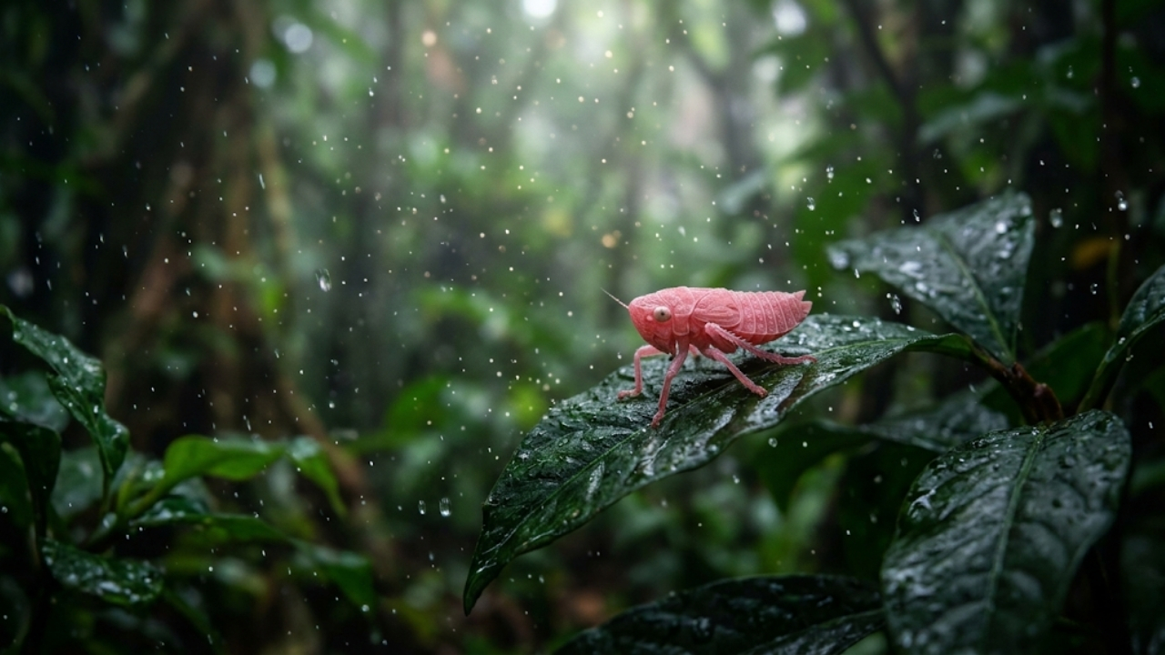 Descubra como o raro inseto Arota festae usa o eritrismo e a camuflagem acelerada para sobreviver.