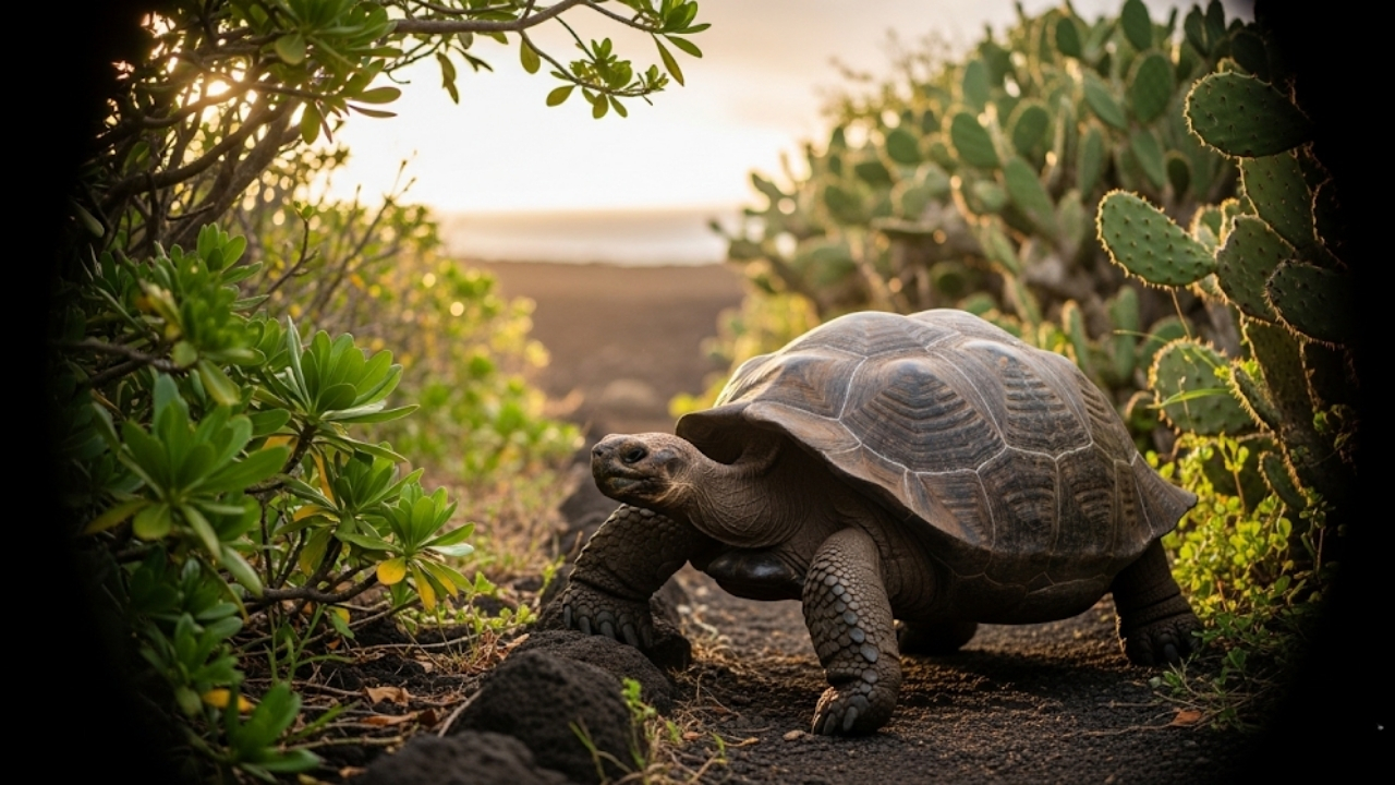 Veja como o retorno das tartarugas gigantes reconstrói a biodiversidade vital das Galápagos.