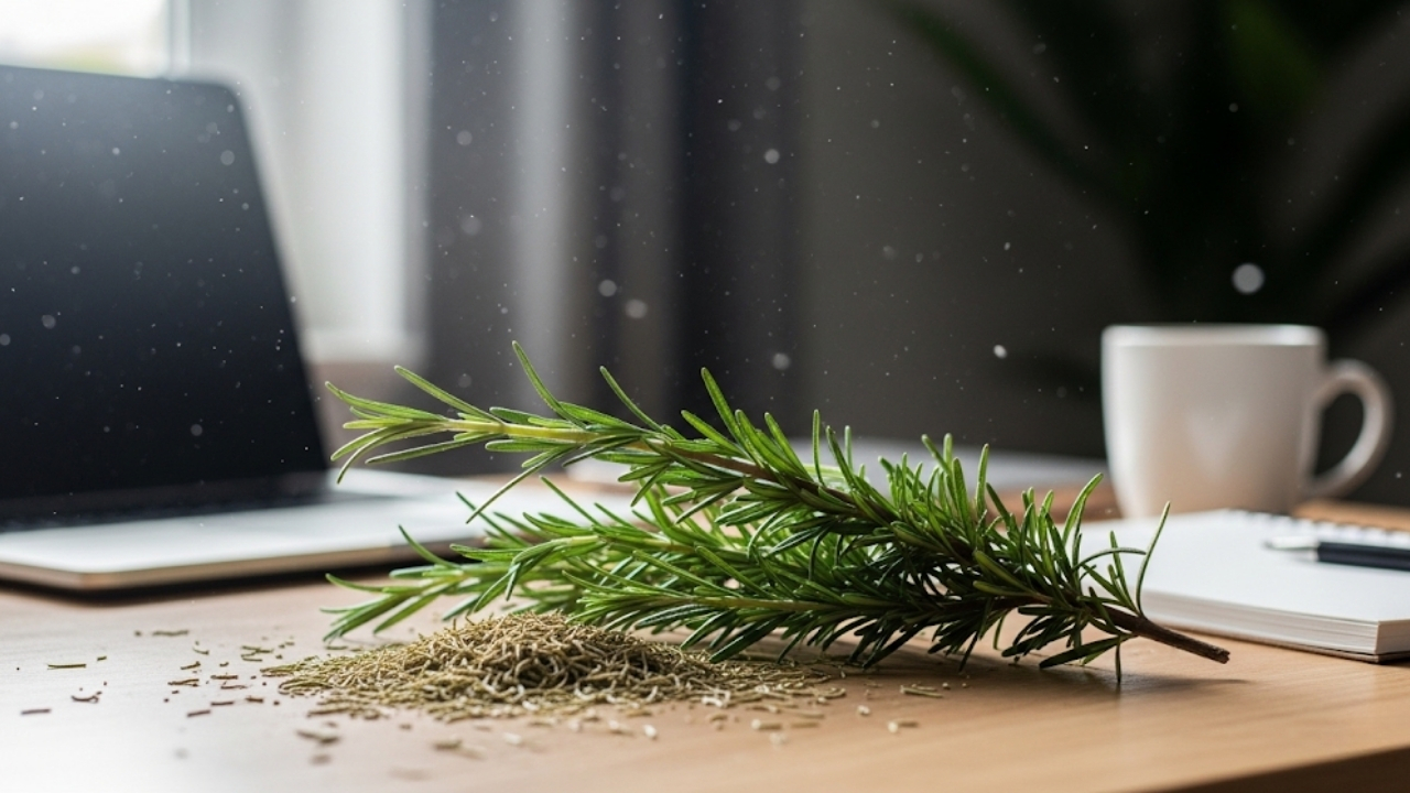 Aumente seu foco e produtividade com o poder natural do alecrim em sua rotina de trabalho.