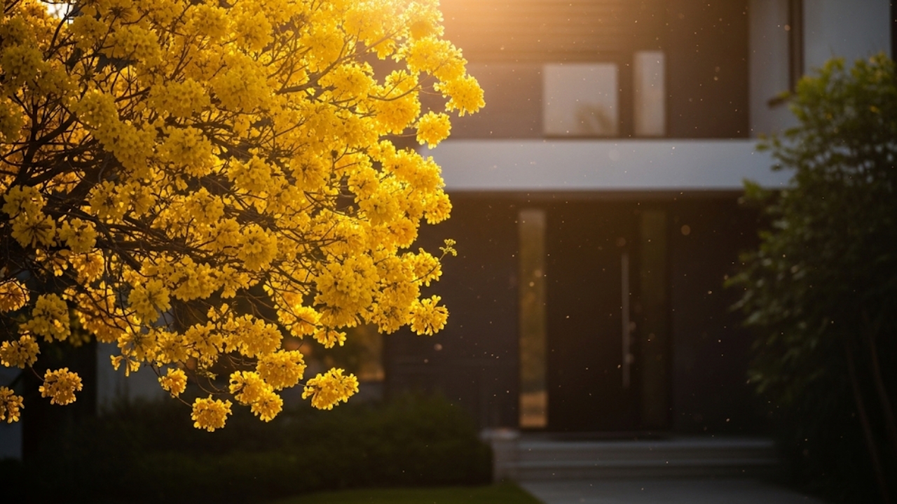 Transforme sua fachada com a beleza vibrante e o sombreamento natural dessa joia da nossa flora.