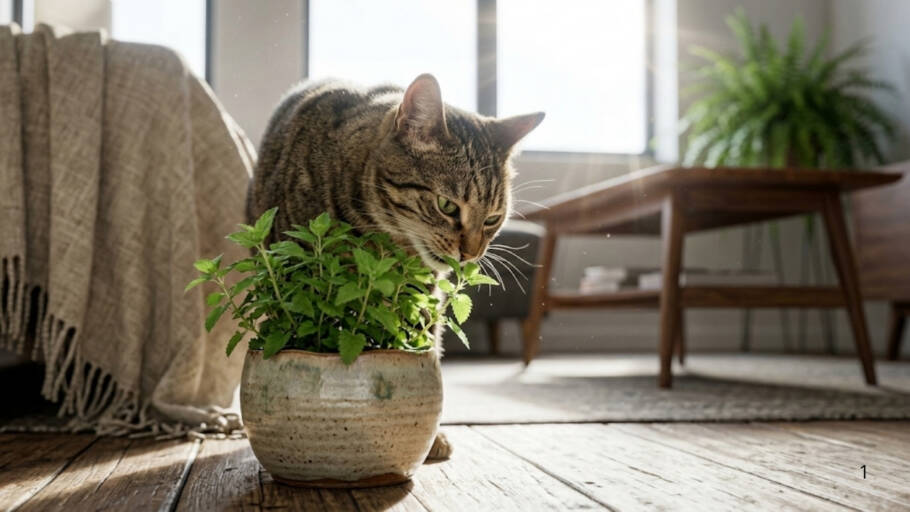 Relaxe seu gato com o poder sensorial da erva dos gatos em casa