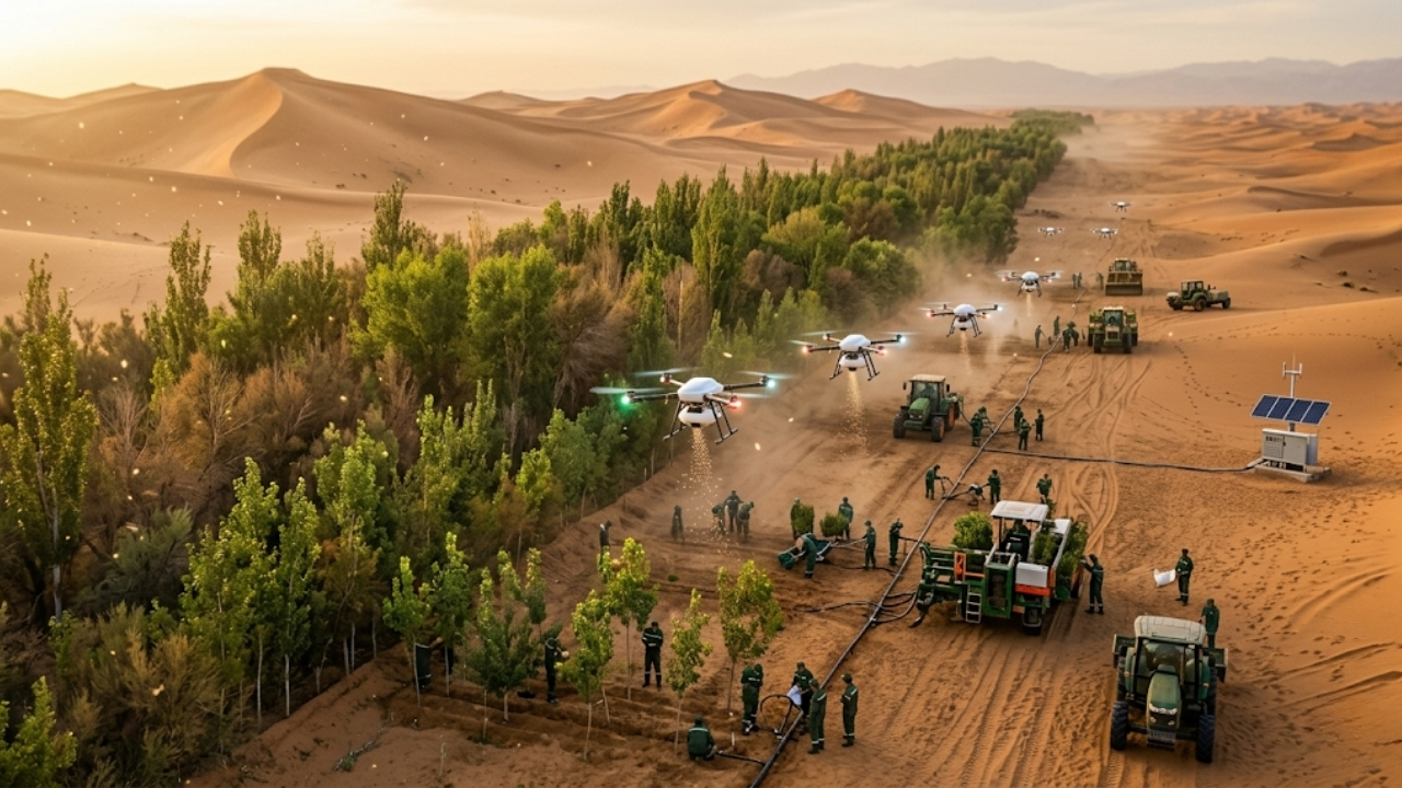 Os desafios da governança hídrica em megaprojetos de reflorestamento em zonas áridas.