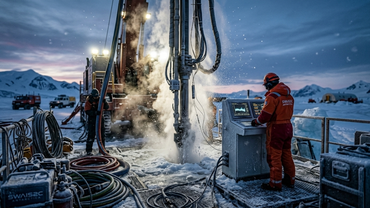 Descubra como a tecnologia de água quente viabiliza perfurações recordes no gelo antártico.