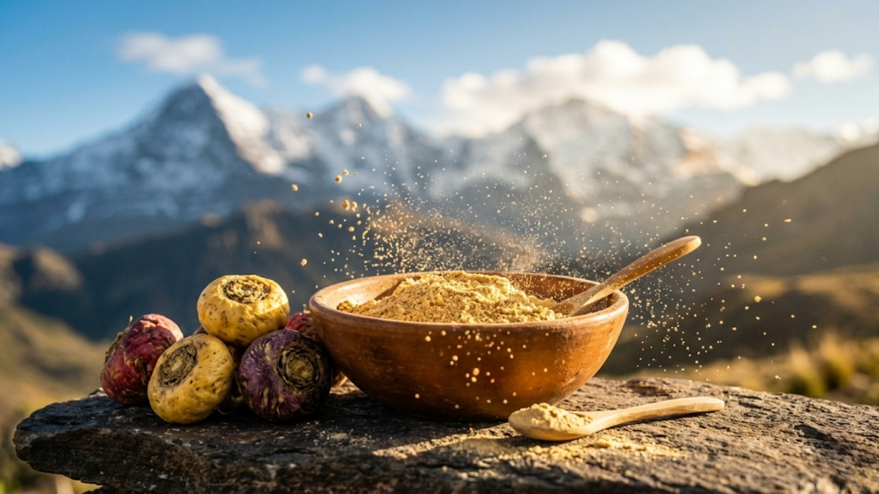 Potencialize sua energia física e clareza mental com a poderosa maca peruana.