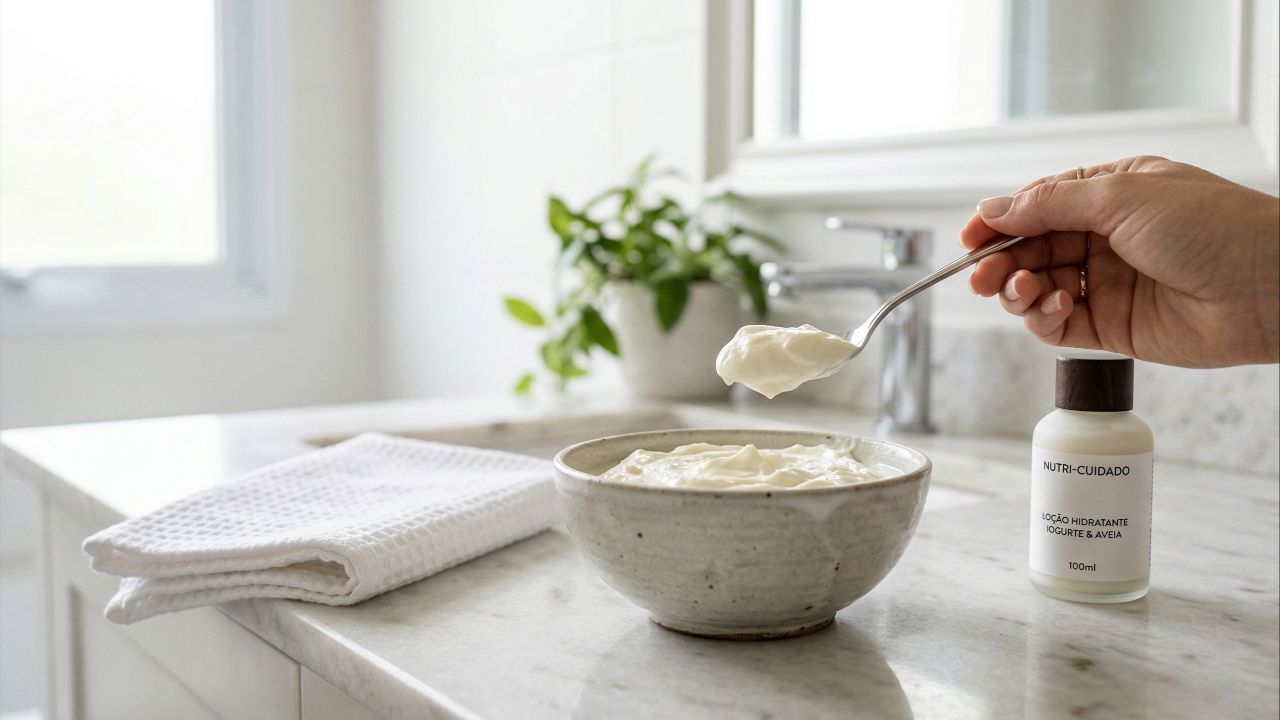 O iogurte hidrata e renova a pele suavemente.