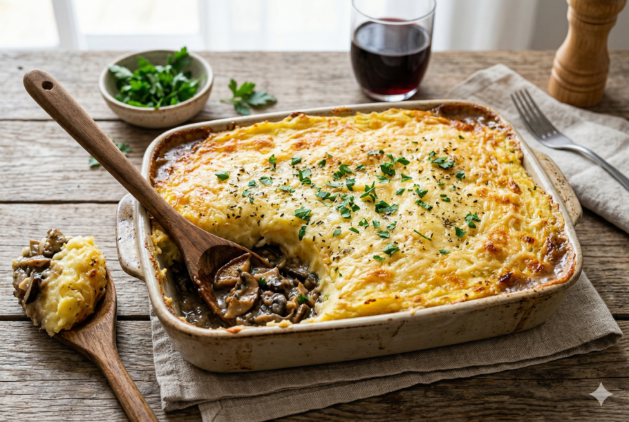 Escondidinho de cogumelos é uma receita cremosa, fácil e perfeita para variar o cardápio