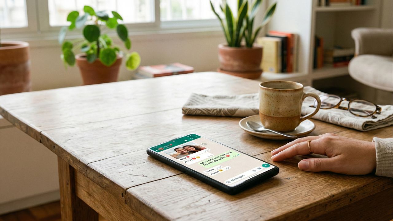 Frases de afeto e mensagens curtas fortalecem a conexão e a naturalidade.